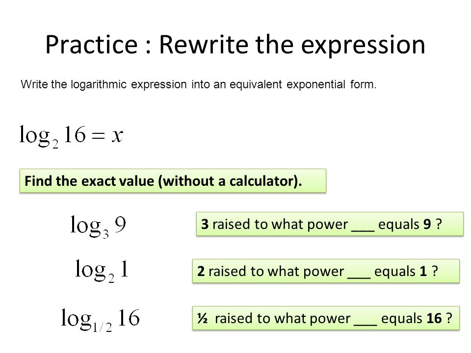 Re write as a logarithmic equation calculator